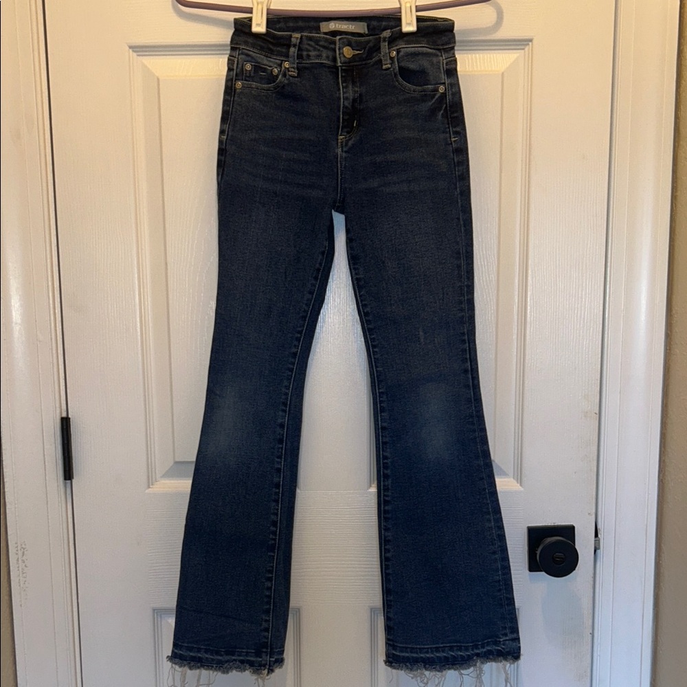 Tractr Girls’ Dark Wash Skinny Flare Jeans